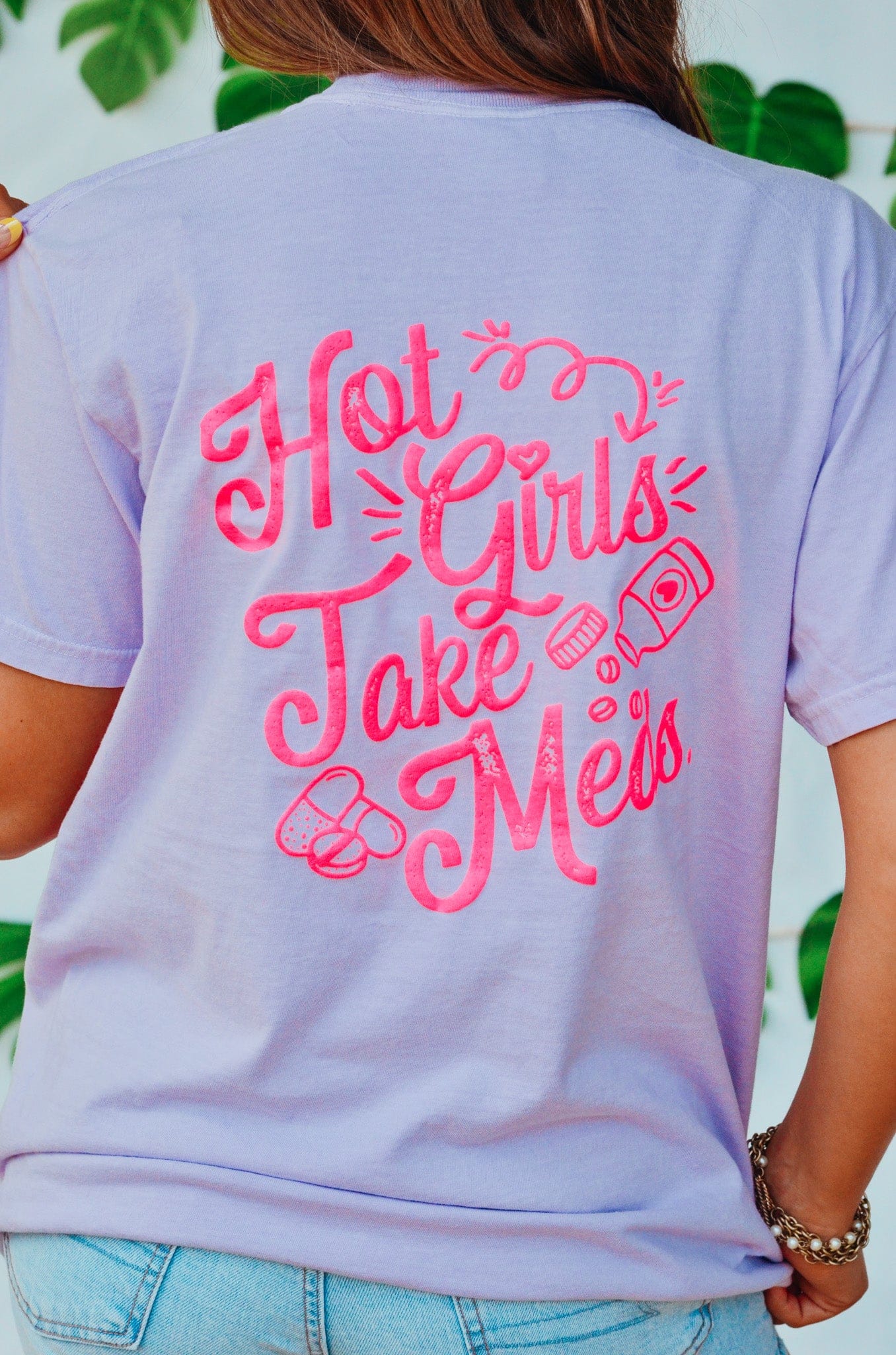 Hot Girls Take Meds Purple Tee by Southern Bliss Company, Southern lifestyle apparel main product photo