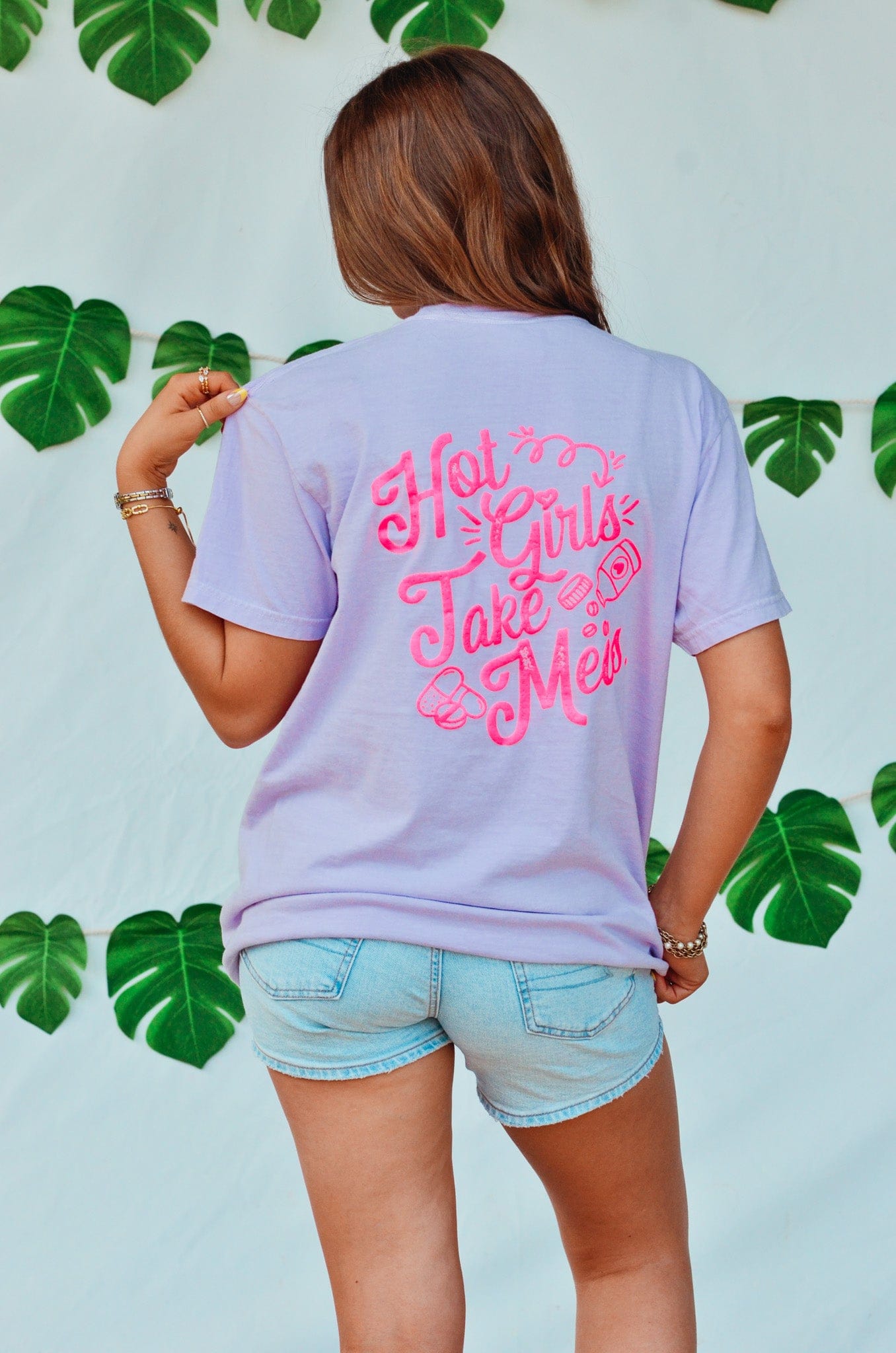 Hot Girls Take Meds Purple Tee by Southern Bliss Company, Southern lifestyle apparel detail photo 7