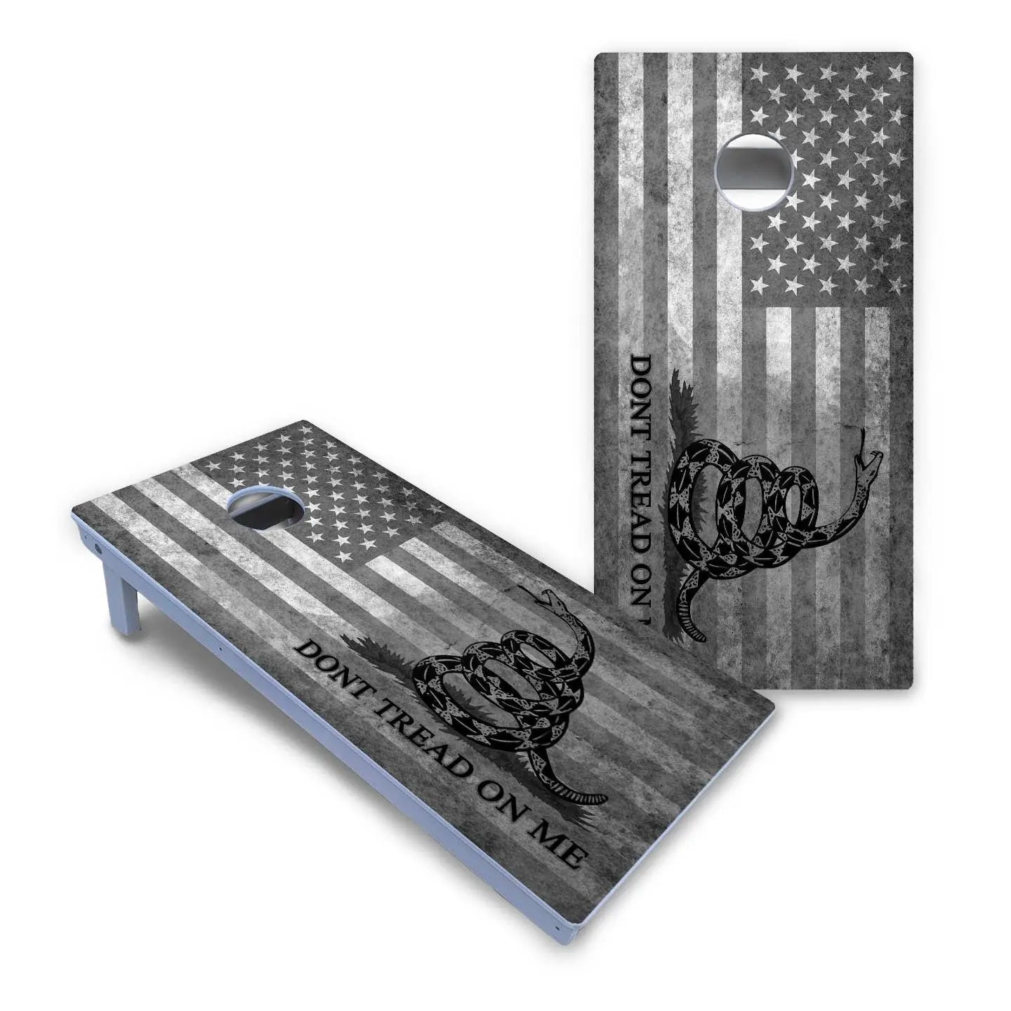DTOM B&W Flag Cornhole Boards - All Weather Series by Cornhole Solutions, custom cornhole board detail photo 2