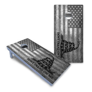 DTOM B&W Flag Cornhole Boards - All Weather Series by Cornhole Solutions, custom cornhole board detail photo 2