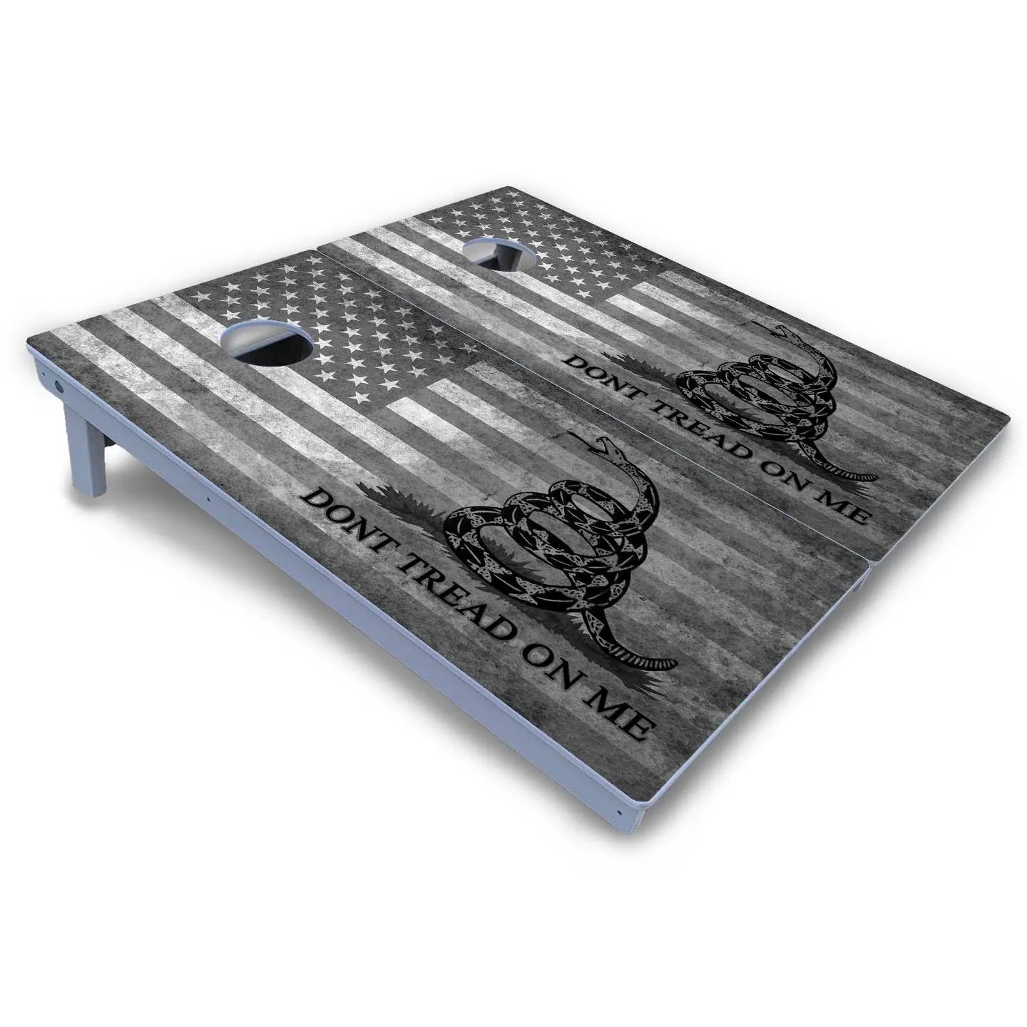DTOM B&W Flag Cornhole Boards - All Weather Series by Cornhole Solutions, custom cornhole board detail photo 3