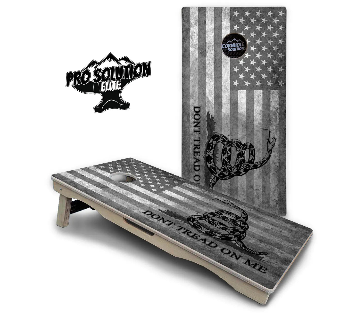 DTOM B&W Flag Cornhole Boards - Pro Solution Elite Series by Cornhole Solutions, custom cornhole board detail photo 2