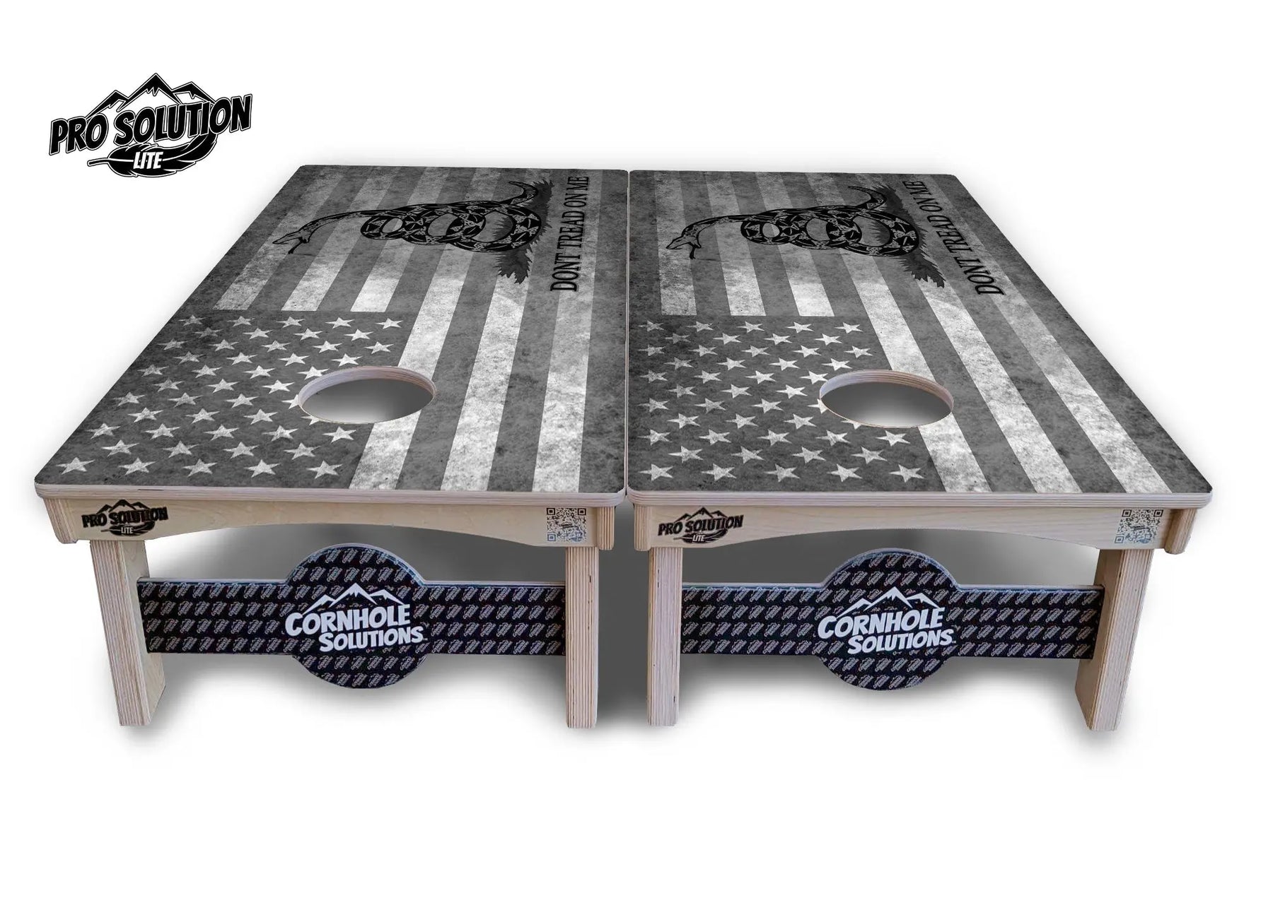 DTOM B&W Flag Cornhole Boards - Pro Solution Lite Series by Cornhole Solutions, custom cornhole board detail photo 3