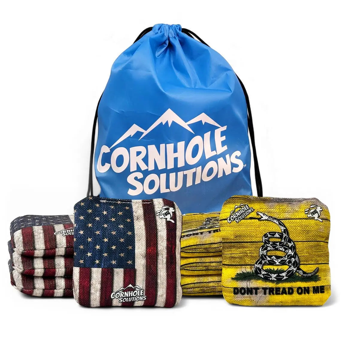 DTOM/Flag - Pro Style REC Cornhole Bags – Regulation 6"x6" – Full Set of 8 by Cornhole Solutions, custom cornhole board main product photo