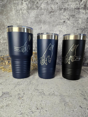 Dad Fist Bump Kids Names by EverLee Creations, custom tumbler main product photo