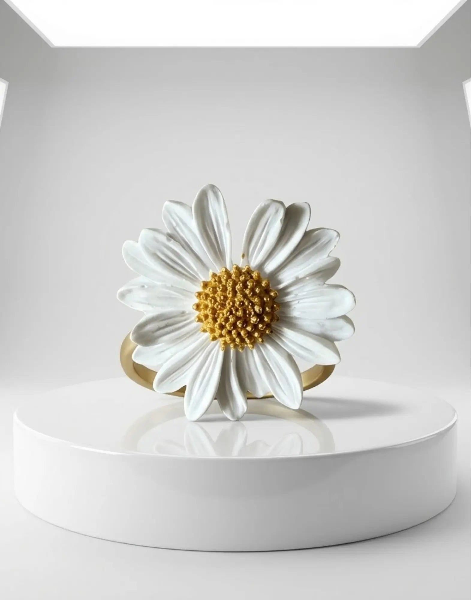 Ceramic daisy napkin ring set by Believe Candle