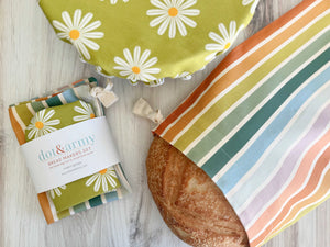 Daisy and Stripe Bread Makers Set- bread bag and cover Dot and Army