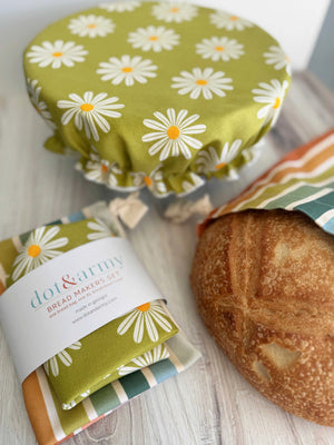 Daisy and Stripe Bread Makers Set- bread bag and cover Dot and Army