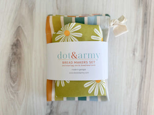 Daisy and Stripe Bread Makers Set- bread bag and cover Dot and Army