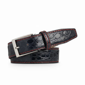 Dark Gray Caiman Crocodile Leather Belt
