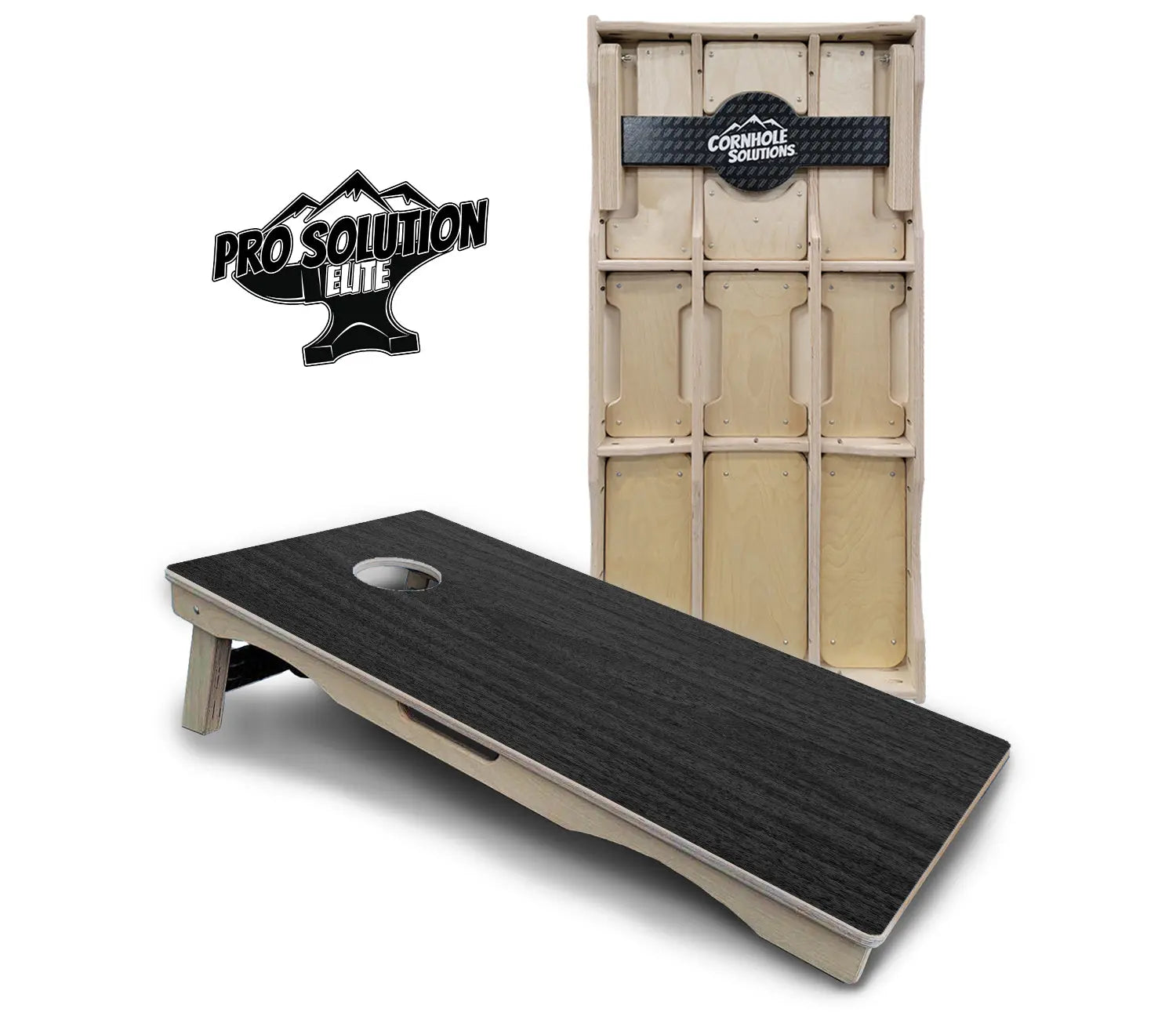 Dark Grey Wood Cornhole Boards - Pro Solution Elite Series by Cornhole Solutions, custom cornhole board main product photo