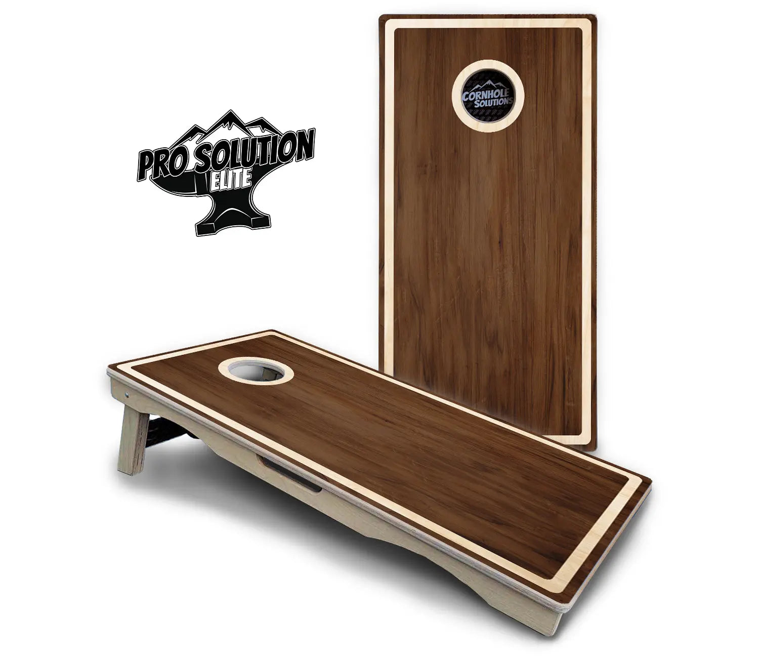 Dark Wood Natural Border Cornhole Boards - Pro Solution Elite Series by Cornhole Solutions, custom cornhole board detail photo 2