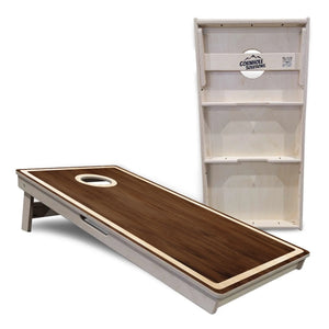 Dark Wood Natural Border Cornhole Boards - Professional Tournament Series by Cornhole Solutions, custom cornhole board detail photo 5