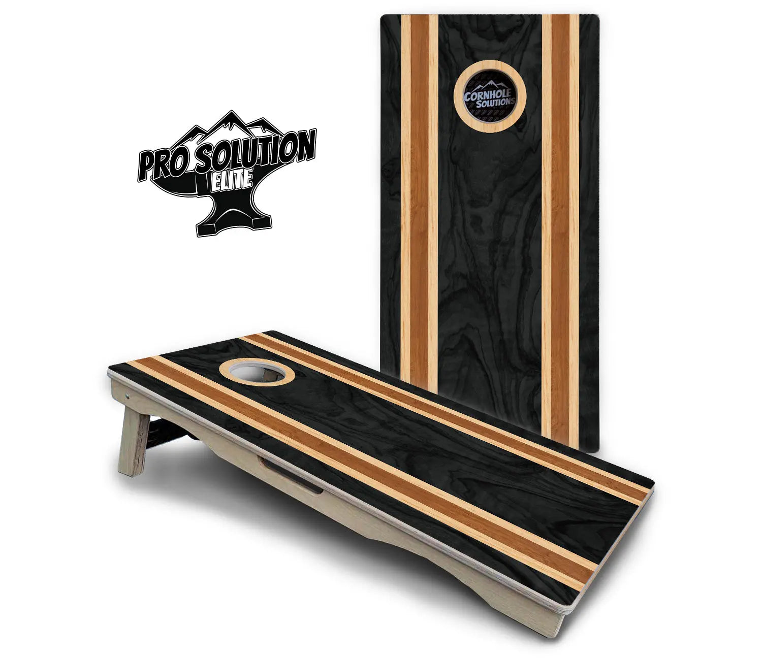 Dark Wood Stripe Cornhole Boards - Pro Solution Elite Series Cornhole Solutions
