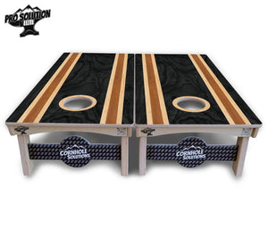Dark Wood Stripe Cornhole Boards - Pro Solution Elite Series Cornhole Solutions
