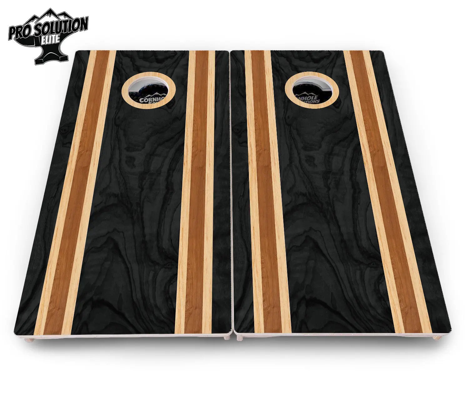 Dark Wood Stripe Cornhole Boards - Pro Solution Elite Series Cornhole Solutions