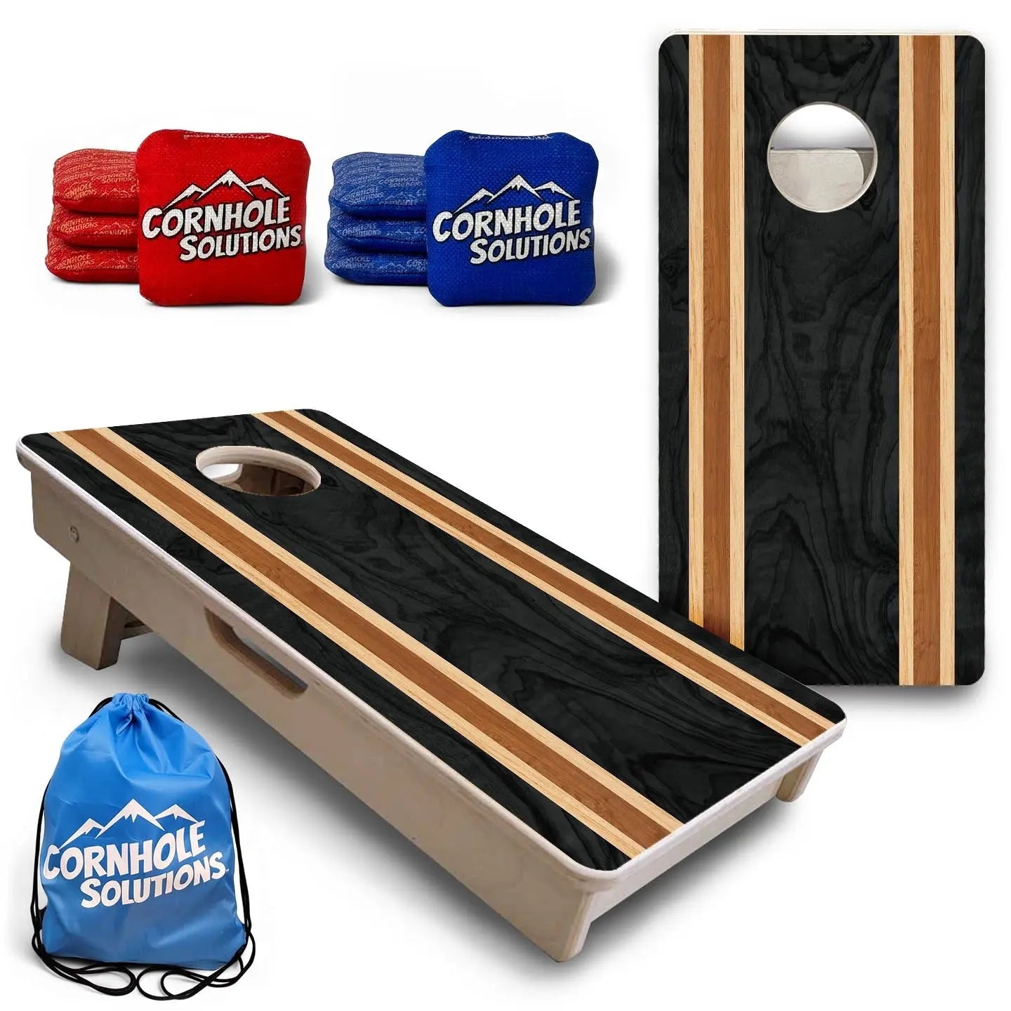Dark Wood Stripe - Mini or Vacation Size Cornhole Boards by Cornhole Solutions, custom cornhole board main product photo