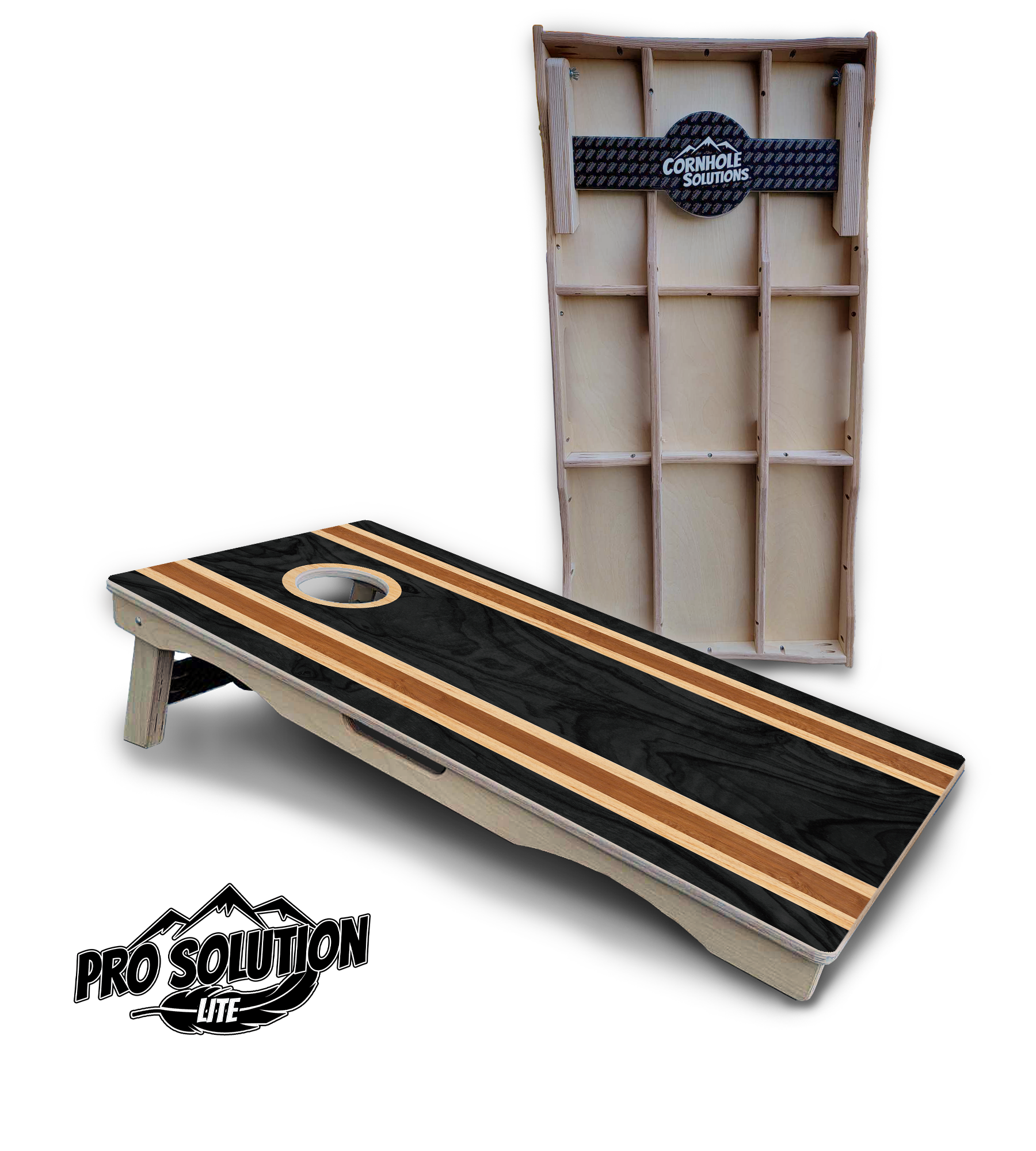Dark Wood Stripes Cornhole Boards - Pro Solution Lite Series Cornhole Solutions