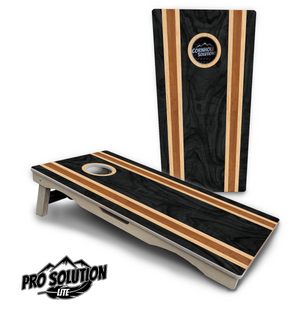 Dark Wood Stripes Cornhole Boards - Pro Solution Lite Series Cornhole Solutions