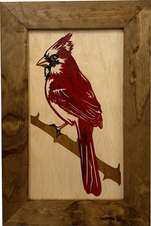 Red Cardinal Bird Gun Concealment Furniture - Handcrafted Hidden Gun Storage Wall Decor - Hidden Gun Shelf with Magnetic Lock for Quick Access