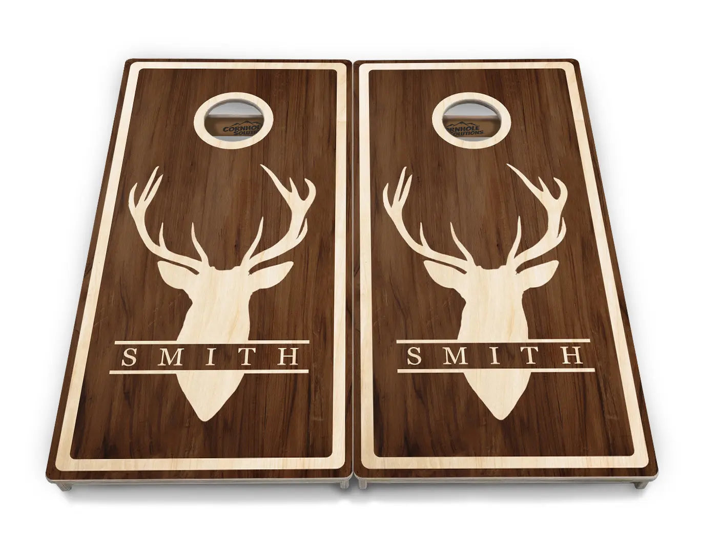 Deer Head Name Cornhole Boards - Professional Tournament Series - Personalized Cornhole Solutions