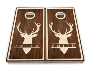 Deer Head Name Cornhole Boards - Professional Tournament Series - Personalized Cornhole Solutions