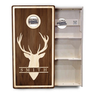 Deer Head Name Cornhole Boards - Professional Tournament Series - Personalized Cornhole Solutions