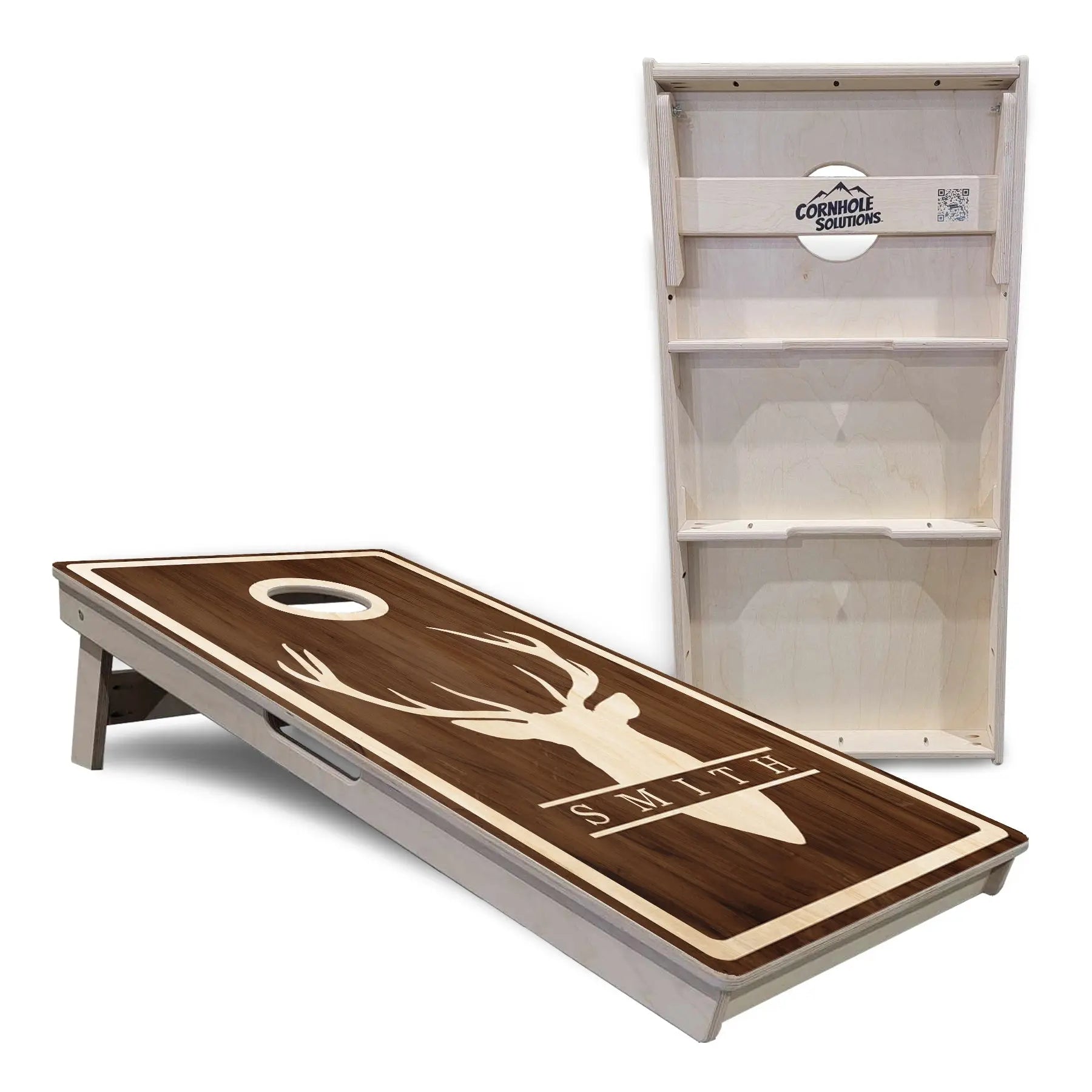 Deer Head Name Cornhole Boards - Professional Tournament Series - Personalized Cornhole Solutions