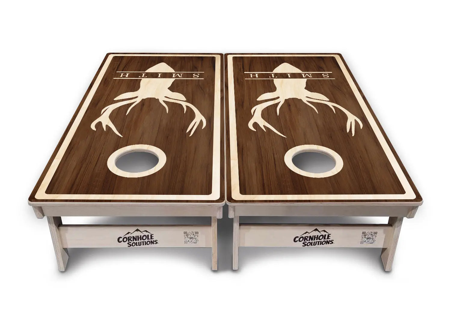 Deer Head Name Cornhole Boards - Professional Tournament Series - Personalized Cornhole Solutions