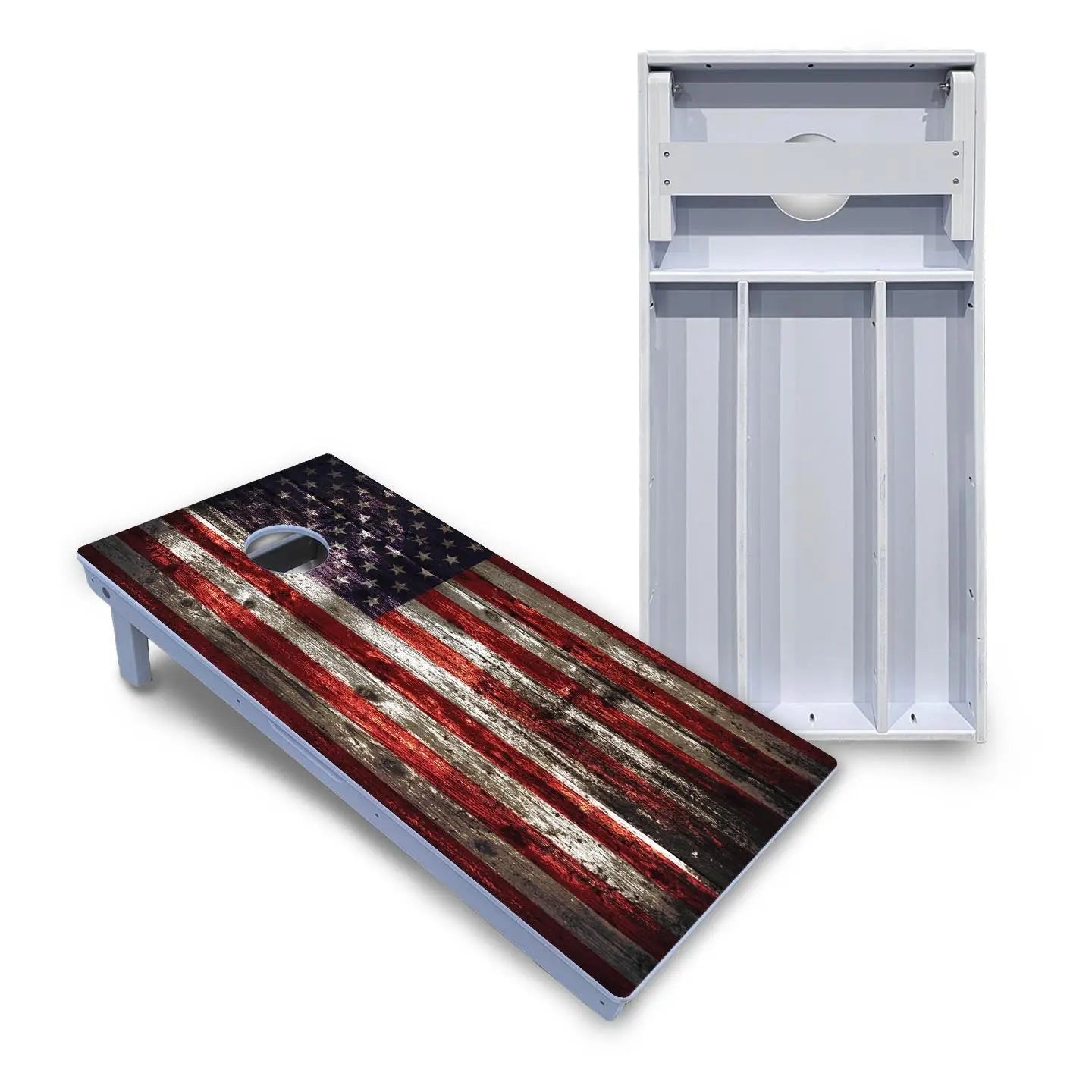 Distressed Flag Cornhole Boards - All Weather Series by Cornhole Solutions, custom cornhole board main product photo