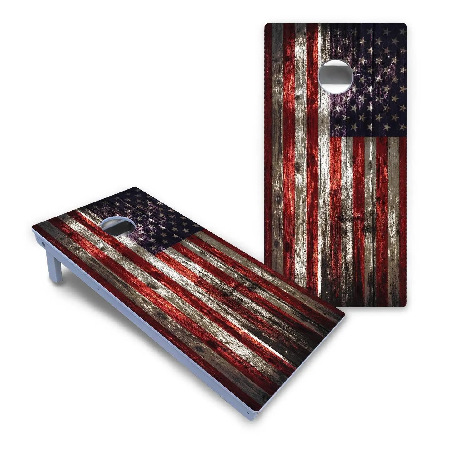 Distressed Flag Cornhole Boards - All Weather Series by Cornhole Solutions, custom cornhole board detail photo 2