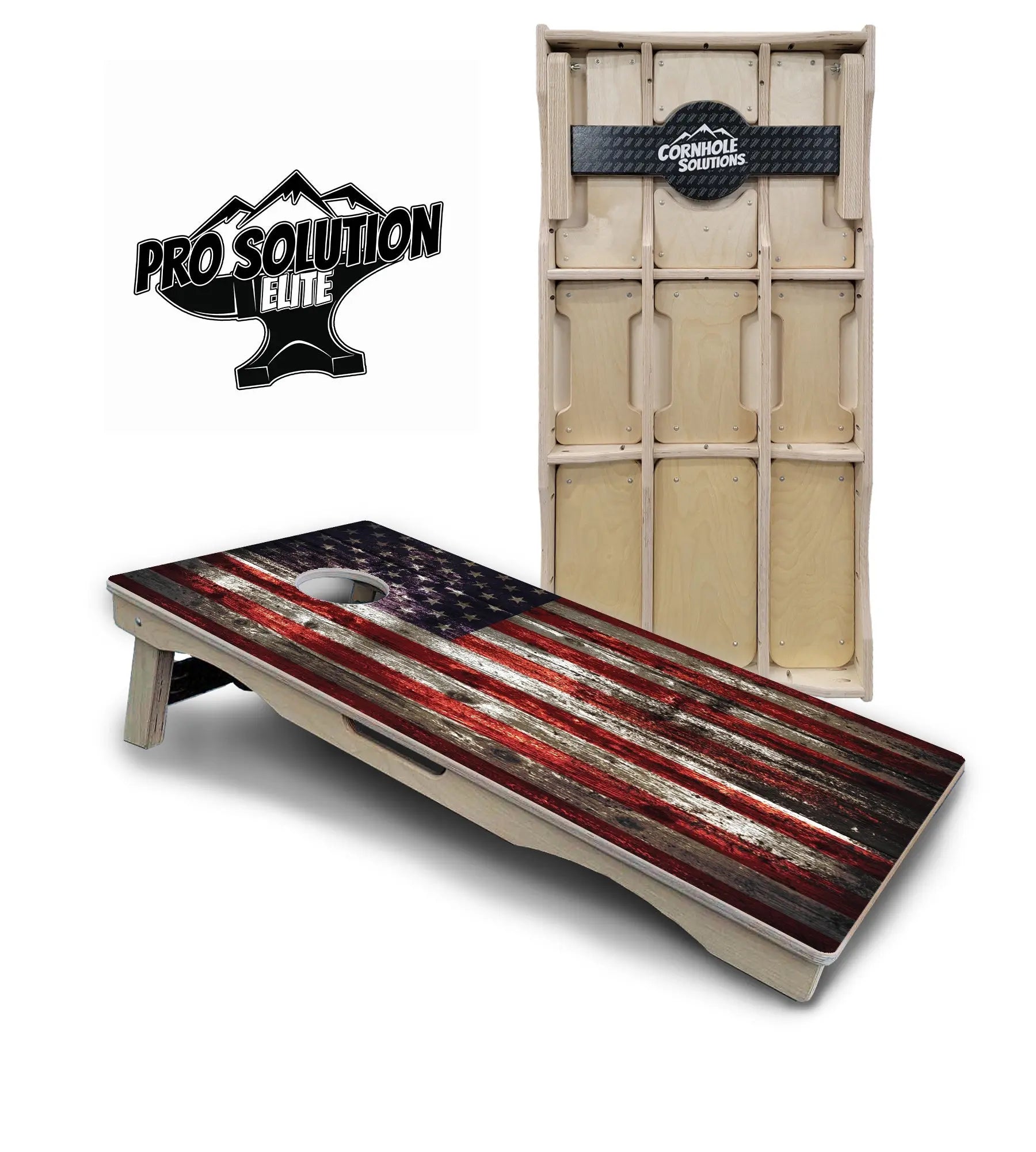 Distressed Flag Cornhole Boards - Pro Solution Elite Series by Cornhole Solutions, custom cornhole board main product photo