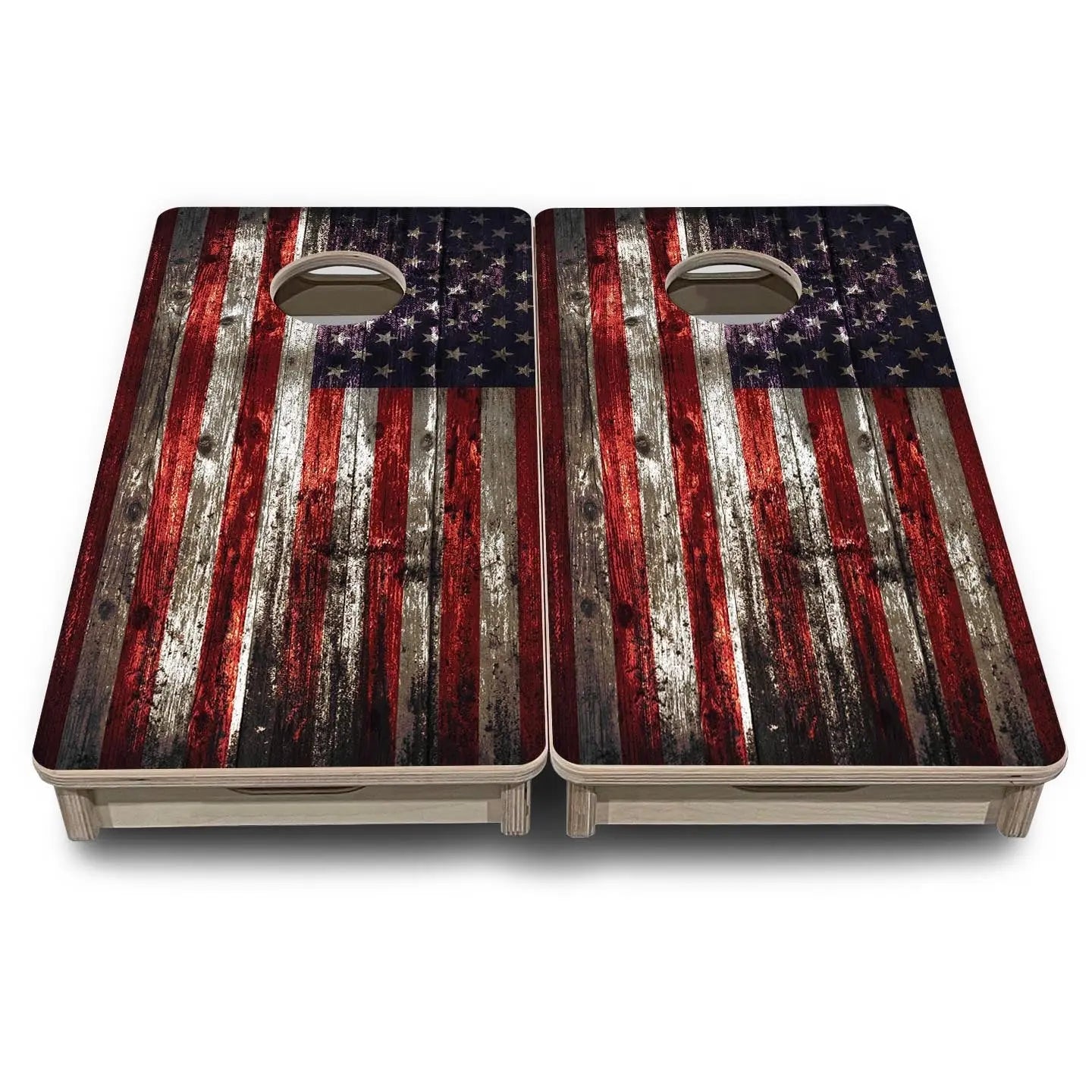 Distressed Flag - Mini or Vacation Size Cornhole Boards by Cornhole Solutions, custom cornhole board detail photo 2