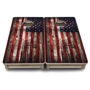 Distressed Flag - Mini or Vacation Size Cornhole Boards by Cornhole Solutions, custom cornhole board detail photo 2