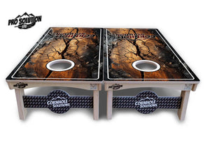 Distressed Live Edge Cornhole Boards - Pro Solution Lite Series by Cornhole Solutions, custom cornhole board detail photo 3