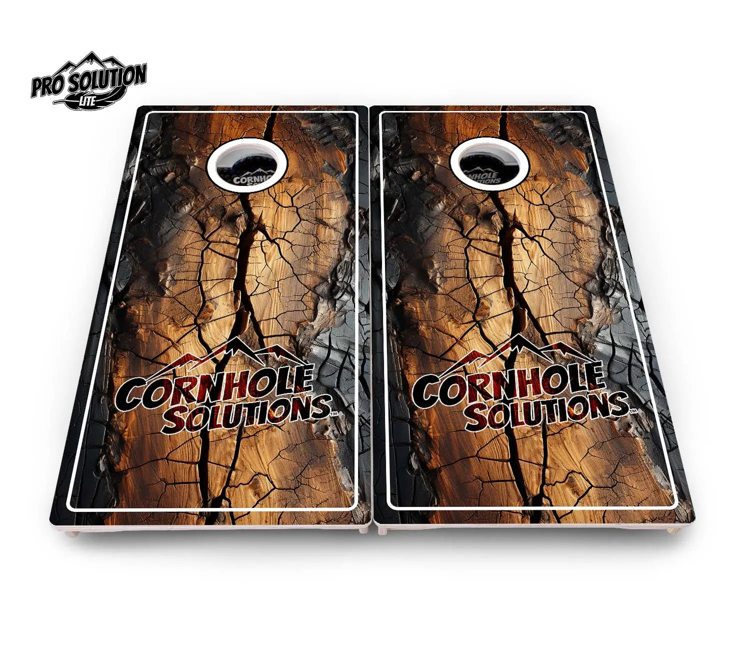 Distressed Live Edge Cornhole Boards - Pro Solution Lite Series by Cornhole Solutions, custom cornhole board detail photo 4