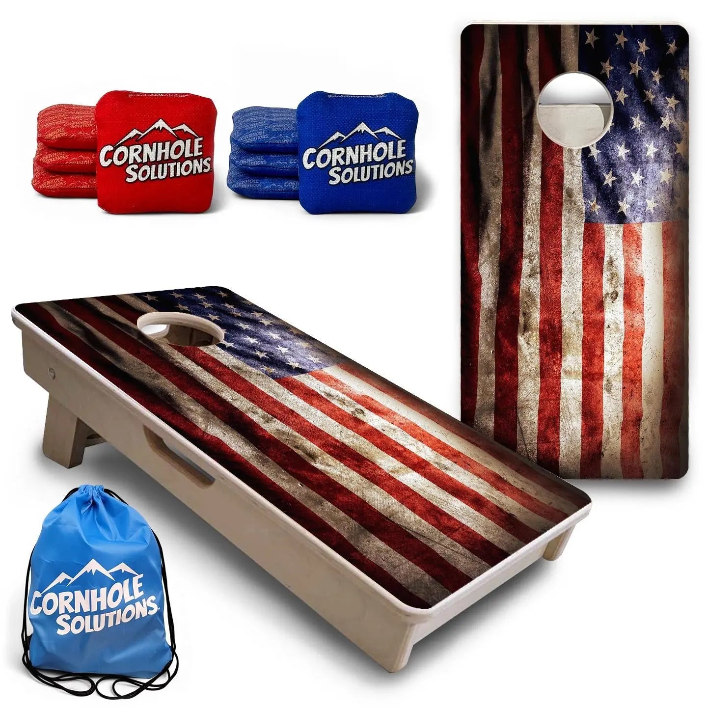 Distressed Old Glory - Mini or Vacation Size Cornhole Boards by Cornhole Solutions, custom cornhole board main product photo