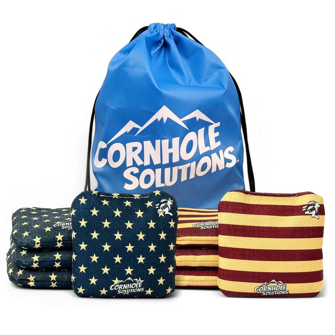 Distressed Stars/Distressed Stripes - Pro Style REC Cornhole Bags – Regulation 6"x6" – Full Set of 8 by Cornhole Solutions, custom cornhole board main product photo