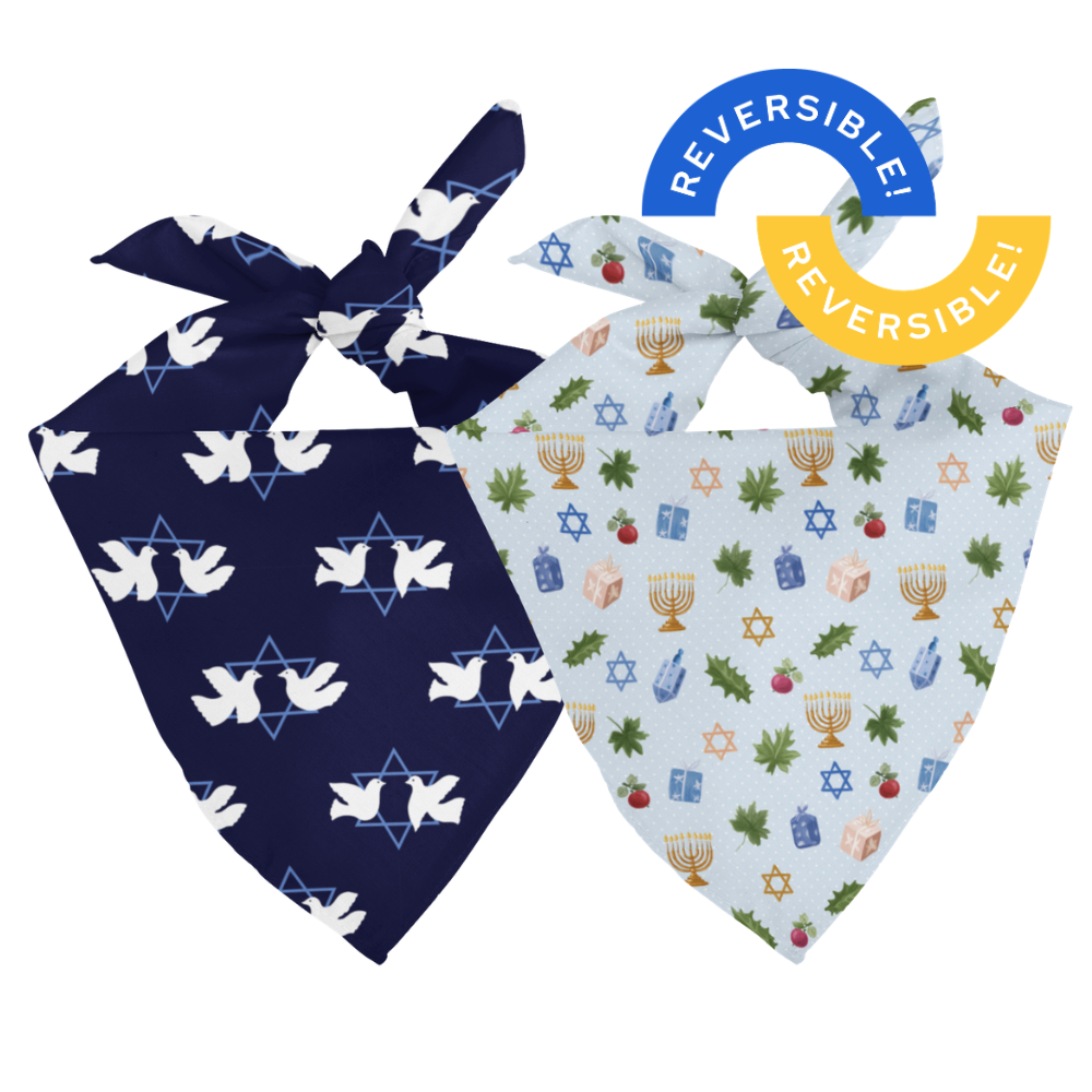 Hanukkah Reversible Dog Bandana by Dog Bandana Co., product view 2