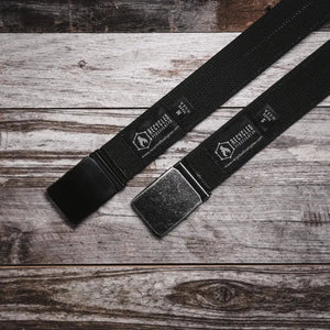 Black double layer EDC belt with friction buckle and size tag