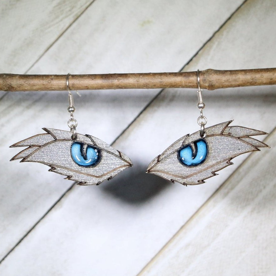 Dragon Eye Wooden Dangle Earrings | Fantasy Mythical Jewelry