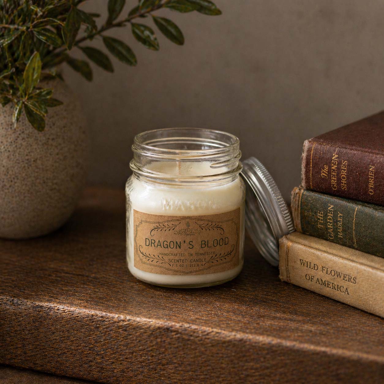 Dragon's Blood 7.5oz Candle by Dewdrop Mystique LLC, scented candle main product photo