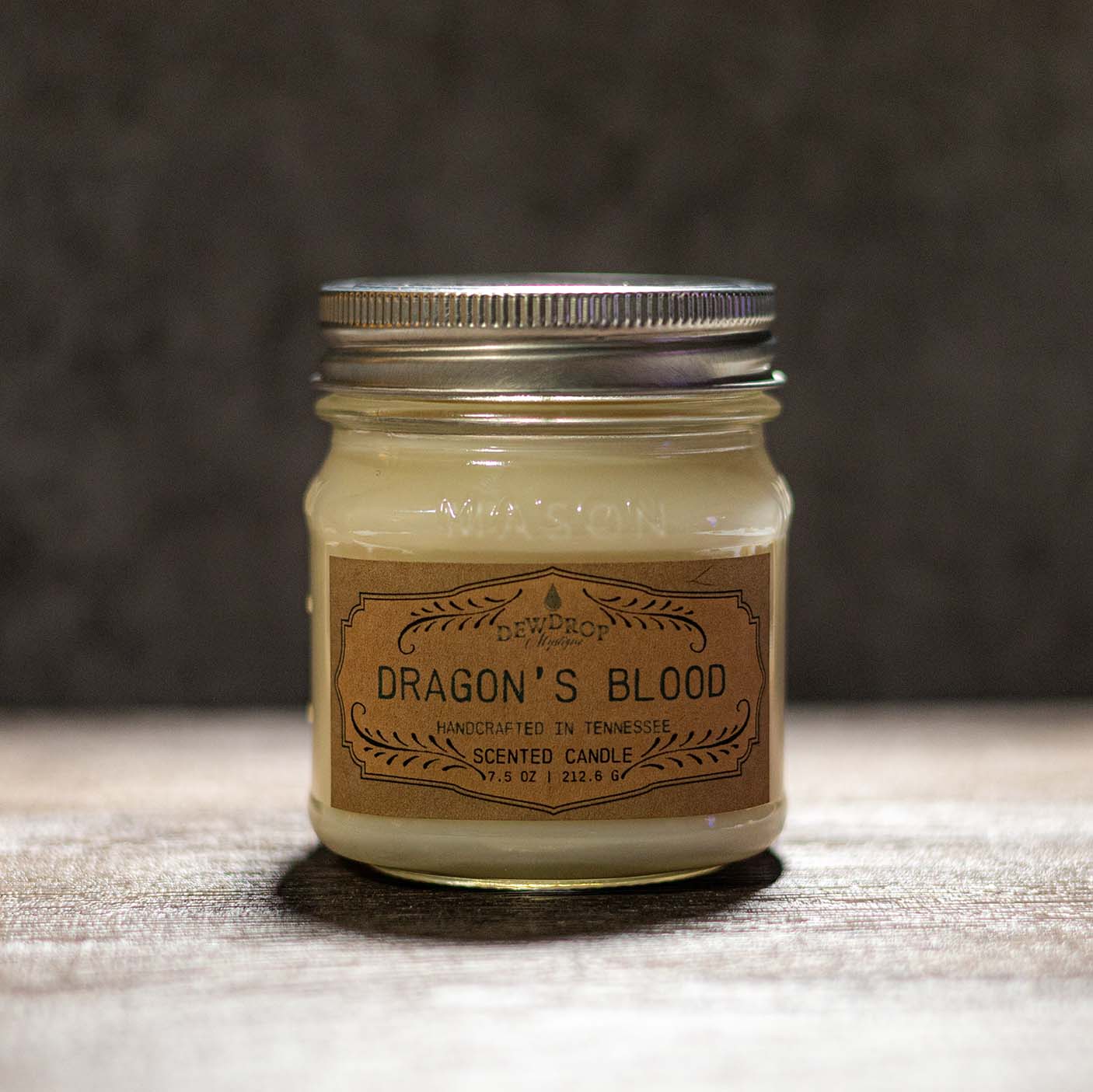 Dragon's Blood 7.5oz Candle by Dewdrop Mystique LLC, scented candle detail photo 2