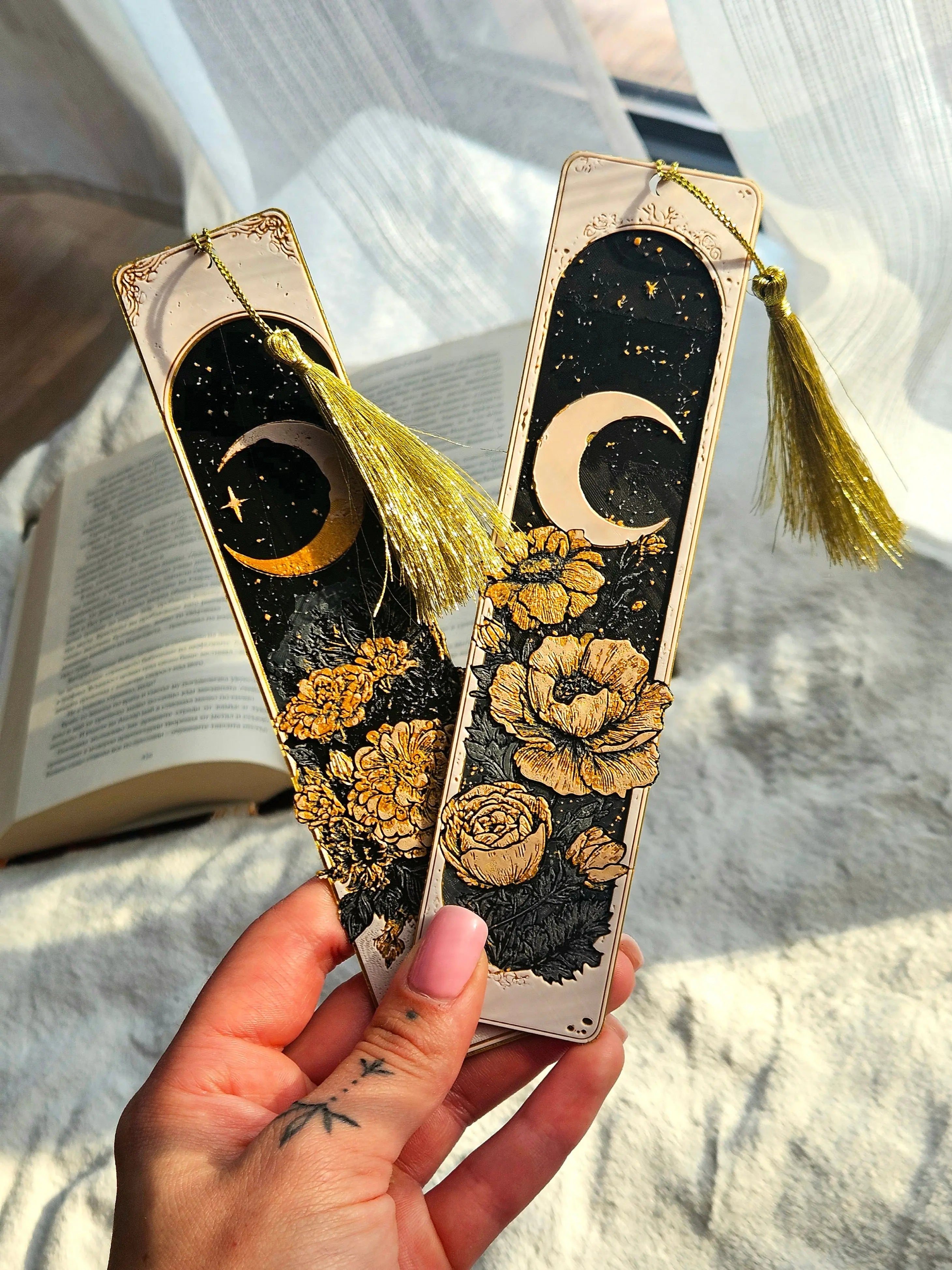 Dreamy Moons Bookmark Set – Celestial Moon & Floral Bookmark Pair by The Tween Space, paper gift main product photo