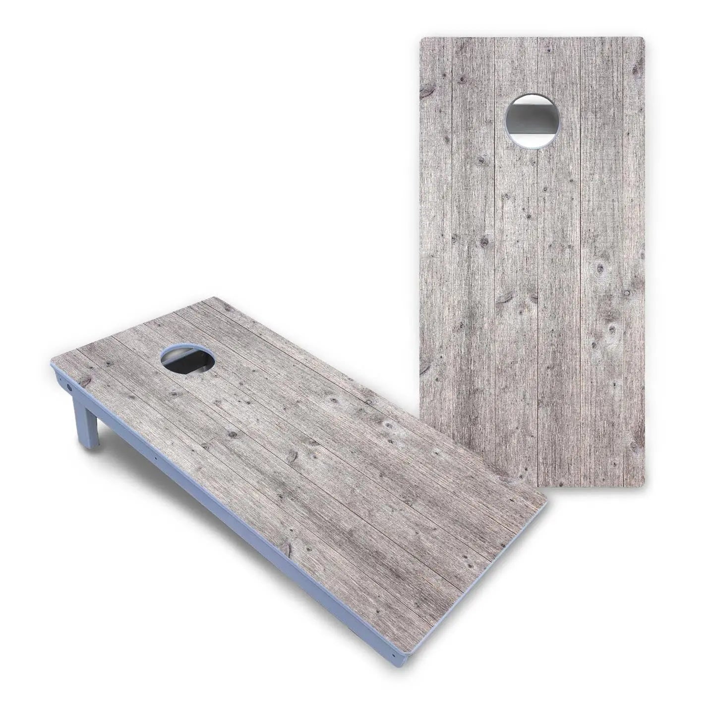 Driftwood Grey Stained Cornhole Boards - All Weather Series by Cornhole Solutions, custom cornhole board detail photo 2