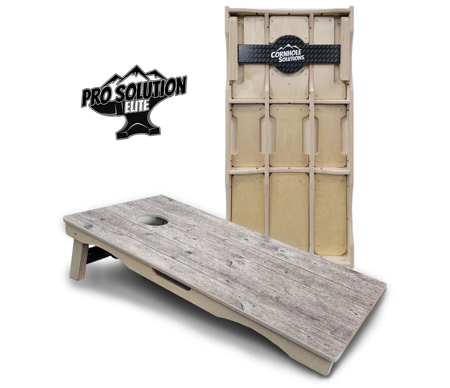 Driftwood Grey Stained Cornhole Boards - Pro Solution Elite Series by Cornhole Solutions, custom cornhole board main product photo
