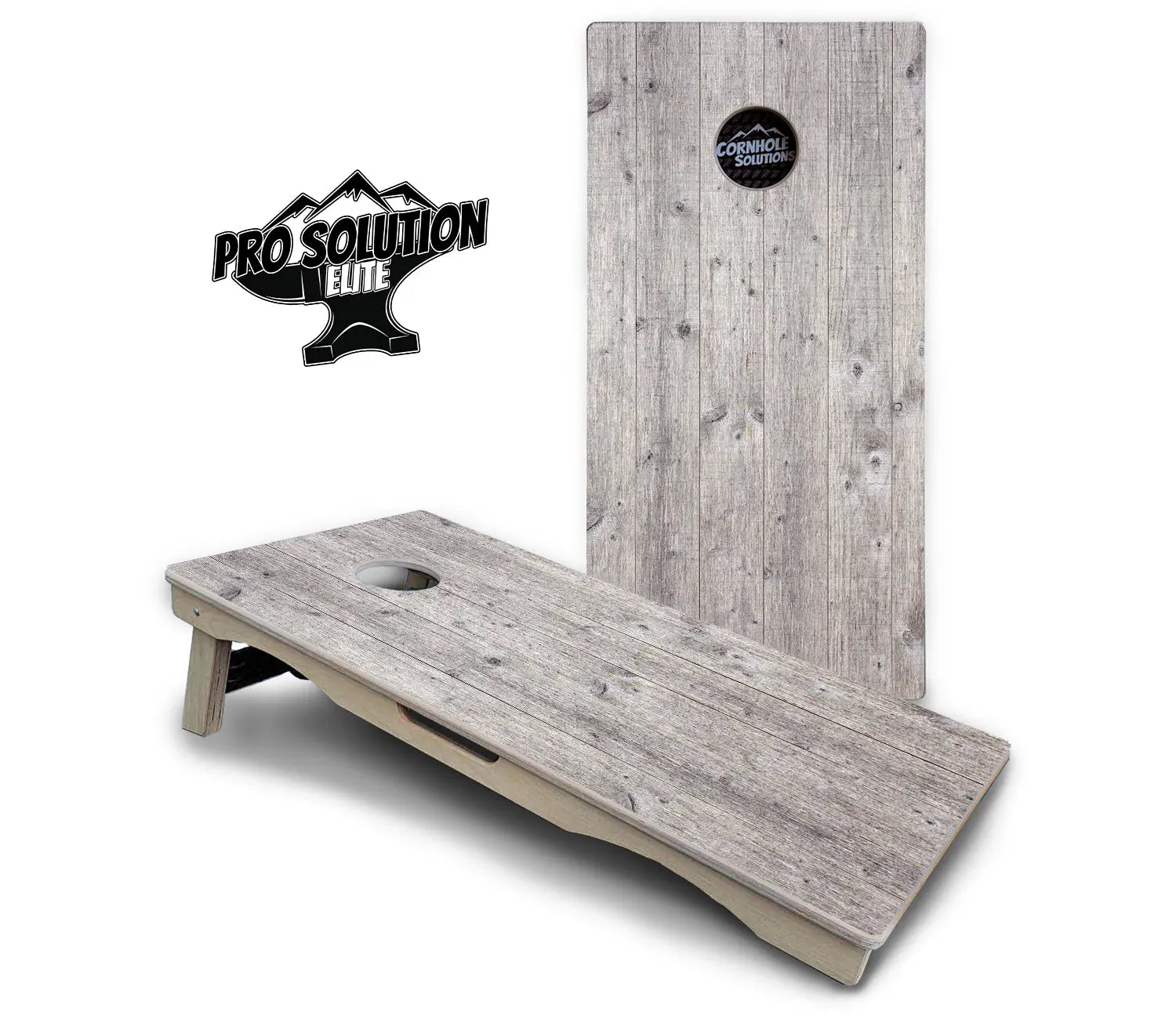 Driftwood Grey Stained Cornhole Boards - Pro Solution Elite Series by Cornhole Solutions, custom cornhole board detail photo 2