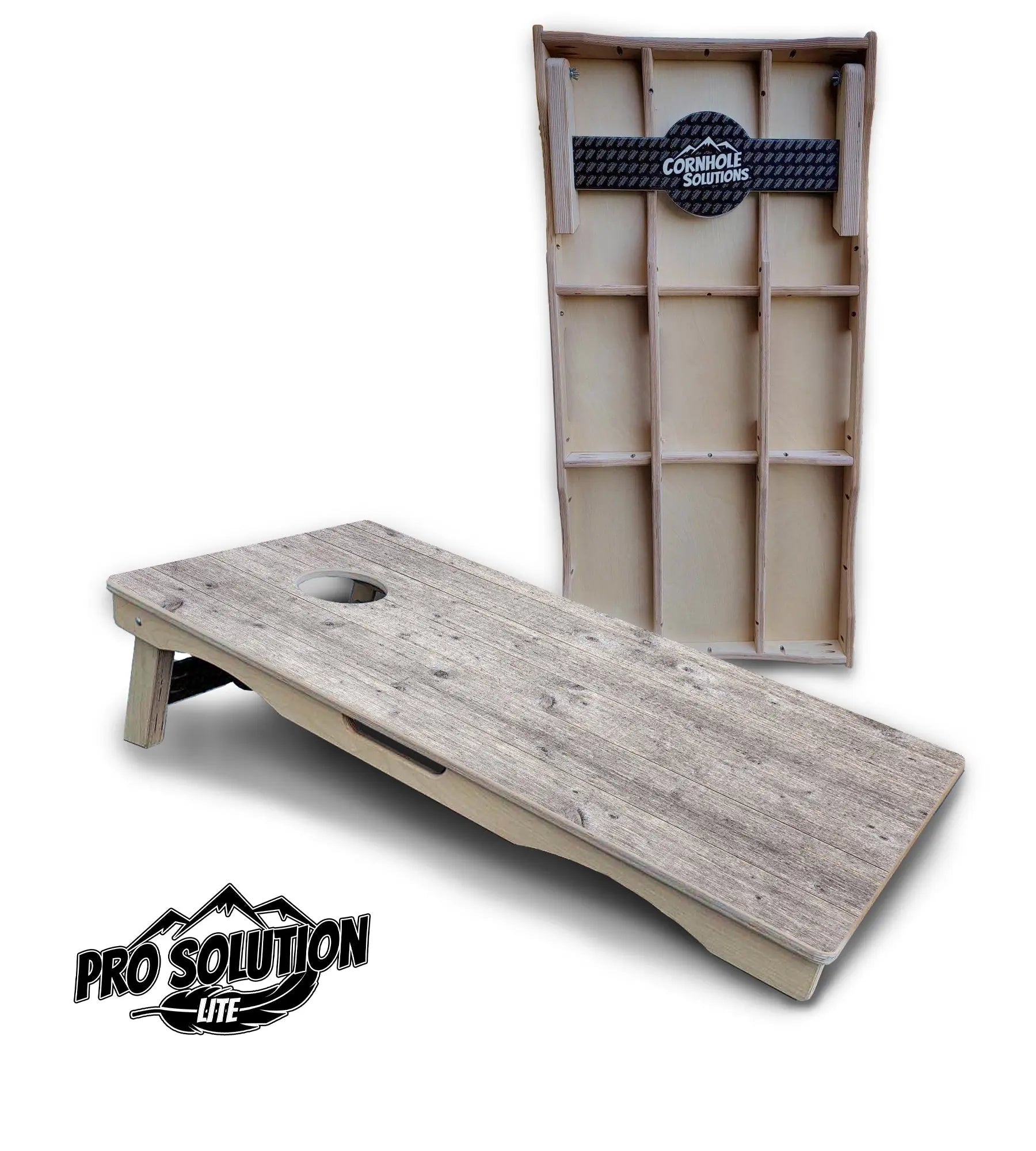 Driftwood Grey Stained Cornhole Boards - Pro Solution Lite Series Cornhole Solutions