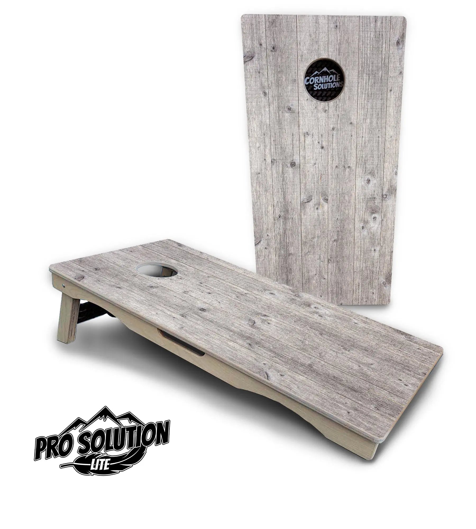 Driftwood Grey Stained Cornhole Boards - Pro Solution Lite Series Cornhole Solutions