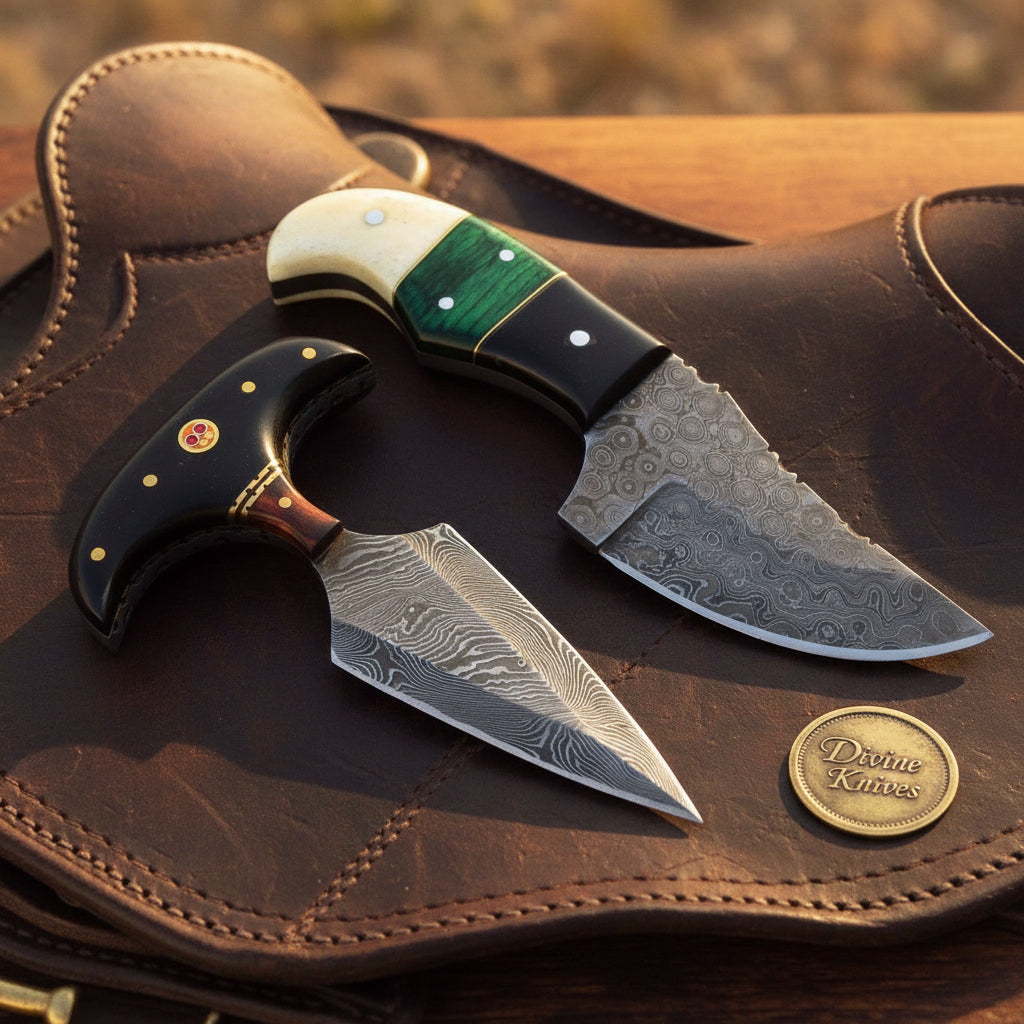 Push Dagger and Skinner Set with Contoured Horn and Bone Handles for Field Carry by Divine Knives — product view 1